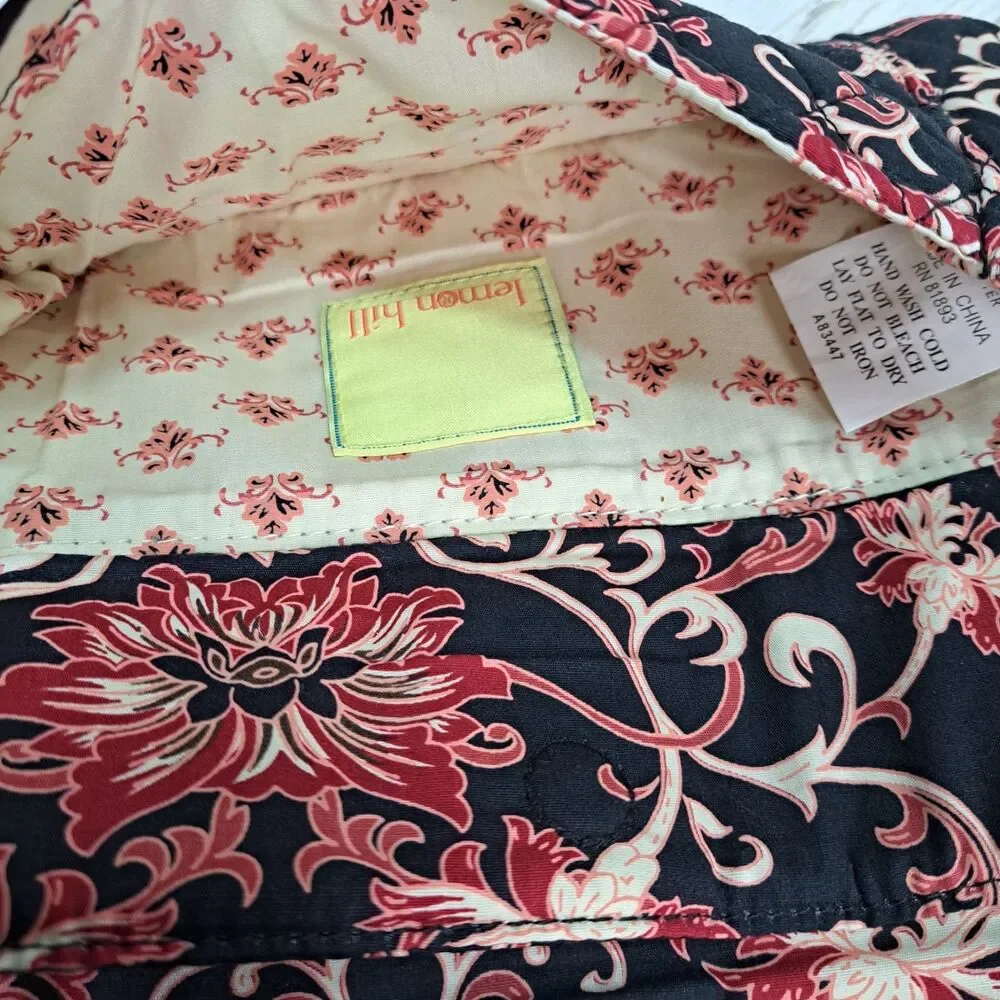 Lemon Hill Quilted Cotton Makeup Jewelry Travel Bag Tri-Fold Floral Packable